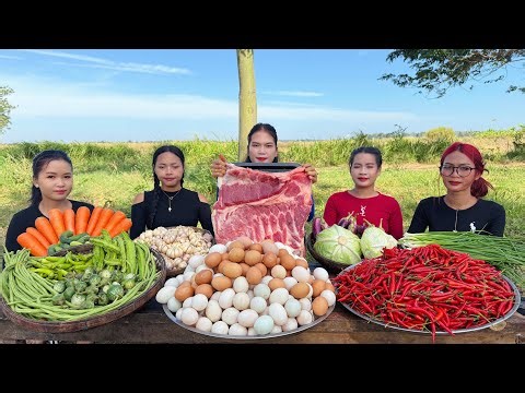 Amazing cooking Prohok Sauce boiled with fresh egg and vegetable recipe in my countryside