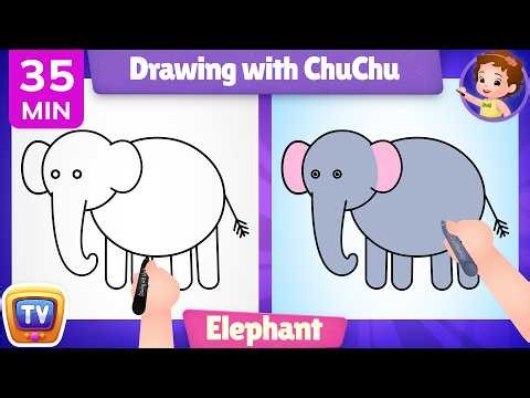 How to Draw Jungle Animals for Kids | Elephant, Lion, Tiger Step by Step | 35 Min | ChuChu TV