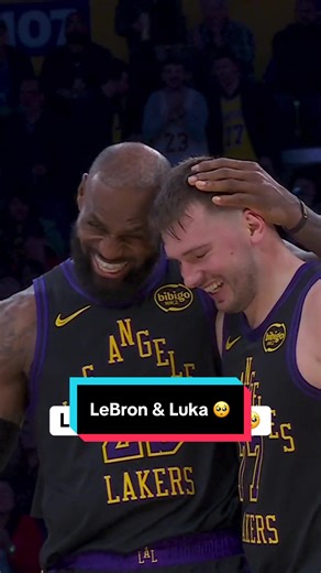 LeBron and Luka share a moment after the Lakers 12-2 run 🥺 #NBA #basketball #LeBronJames #LukaDoncic #Lakers