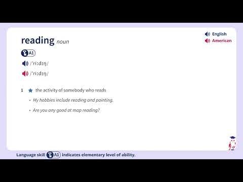 💡 reading (noun) - Meaning & Pronunciation - CEFR A1 | Oxford English Dictionary