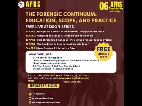 The Forensic Continuum: Education, Scope, and Practice || AFRS 𝟔𝐭𝐡 𝐅𝐨𝐮𝐧𝐝𝐚𝐭𝐢𝐨𝐧 𝐀𝐧𝐧𝐢𝐯𝐞𝐫𝐬𝐚𝐫𝐲