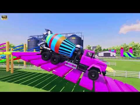 Double Flatbed Trailer Adventure! 🚜 Iveco Truck & Deutz-Fahr Tractor Transport Fun