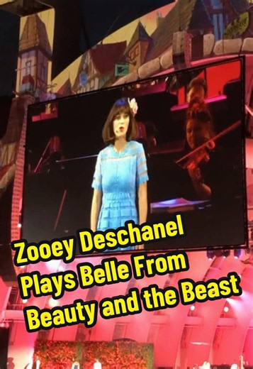 That time Zooey Deschanel played the part of Belle at The Hollywood Bowl. ❤️ #zoeydeschanel #disney #movies #nostagia #beautyandthebeast