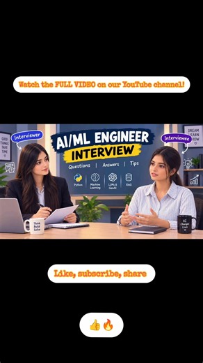 🤖 AI/ML Engineer Mock Interview 🔥 | Interview Questions for Freshers #shorts #ai #mock #aiml #ml