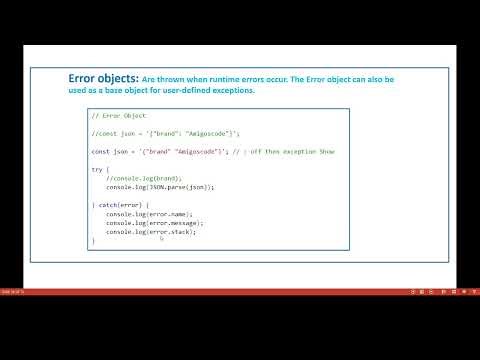 Js and Js DOM: Exceptions: try-catch-finally, Error objects Creating error, Throw-error, Jest, Npm
