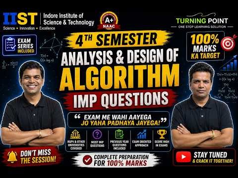 Important Questions | Analysis and Design of Algorithms | All Units | Semester Exam | RGPV & others