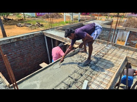 Construction Techniques of Lintel Slab and Belt Reinforcement Rcc Concrete Pouring with Cement