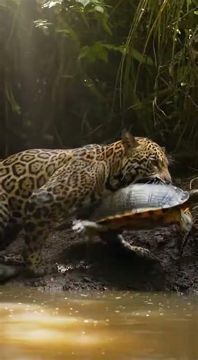 Jaguar Crushes Turtle Shell | Brutal Amazon Predator Moment #wildlife #naturevideo