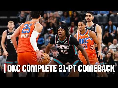 FINAL MINUTES of Thunder's 21-PT comeback without SGA or Chet Holmgren 😱 | NBA on ESPN