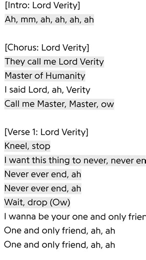 Lord verity lyrics