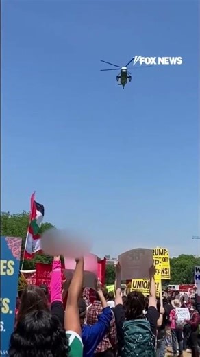 Marine One flies over May Day protesters #foxnews #news #us #fox