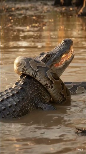 Python vs Alligator 🐍🐊 | Deadly Swamp Battle Caught on Camera! #viralvideo #viralvideo #shorts