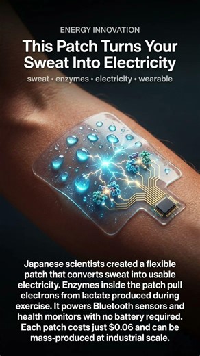 Japan Built a Patch That Turns Your Sweat Into Electricity #futuretech
