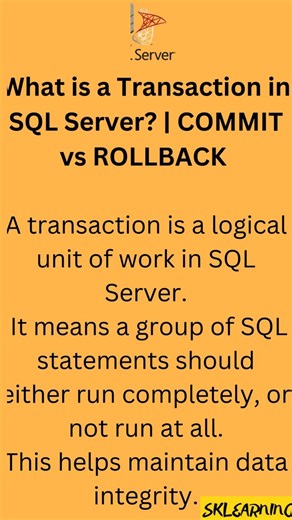 What is a Transaction in SQL Server? | COMMIT vs ROLLBACK Explained #shorts
