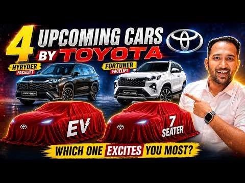 4 Upcoming Toyota Cars in India 2026 🚗 Fortuner Facelift, Hyryder, EV & 7-Seater Hyryder 🔥