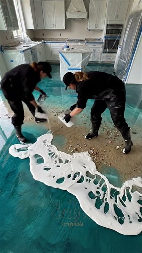 Ocean Wave Resin Kitchen Floor