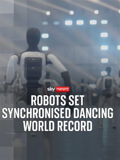 110 humanoid robots have performed coordinated dance routines in China, setting a Guinness World Record. The humanoids are made by Chinese robotics company AgiBot which says it shows groups could be used in settings such as parades. #SkyNews #robots #worldrecord