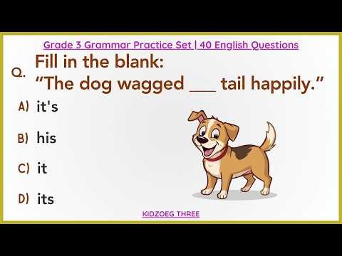 Grade 3 Grammar Practice Set | 40 English Questions with Answers | Class 3 Kids Online Practice Quiz
