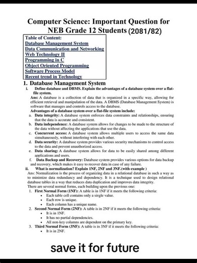 Class 12 Computer Science Important Questions