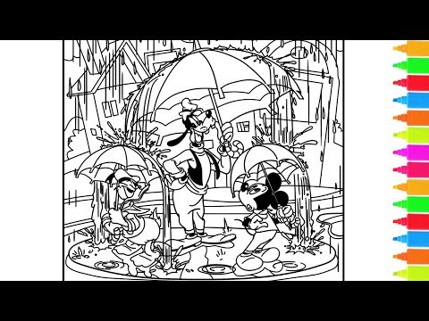 Coloring Rain, Rain, Go Away 🌧, Mickey Mouse & Minnie Mouse, Ride a Bike | Disney Coloring Pages