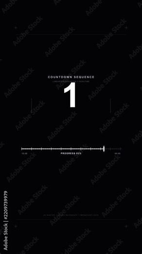 Countdown timer with progress bar, digital numbers, motion graphic