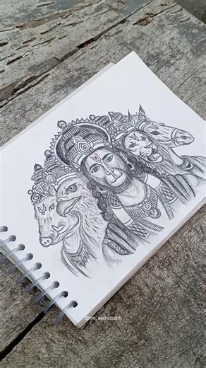 The detail in this shading is insane🥹💗 #doodleartist #hanuman #pencilart