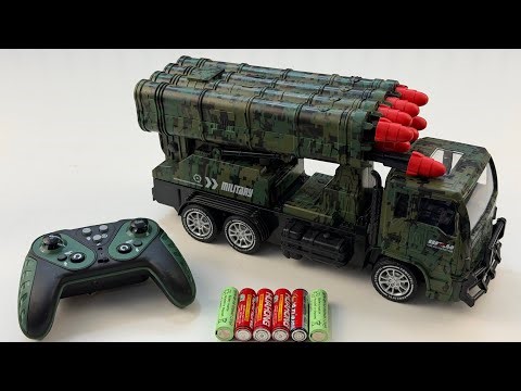 Unboxing toys: RC missile launch vehicle, RC crawling spider, electric gear tank, EV train