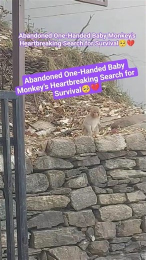 Abandoned One-Handed Baby Monkey’s Heartbreaking Search for Survival🥺💔#monkey #animals #shortsfeed