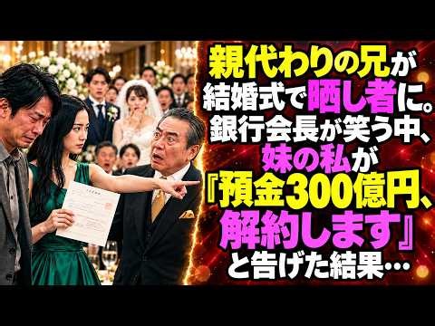 【スカッとする話】親代わりの兄が結婚式で晒し者に。銀行会長が笑う中、妹の私が「預金300億円、解約します」と告げた結果… 【朗読】【スカッと】