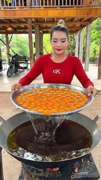 Cooking yummy deep fried egg fried rice recipe