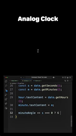 Analog Clock with HTML, CSS and JavaScript
