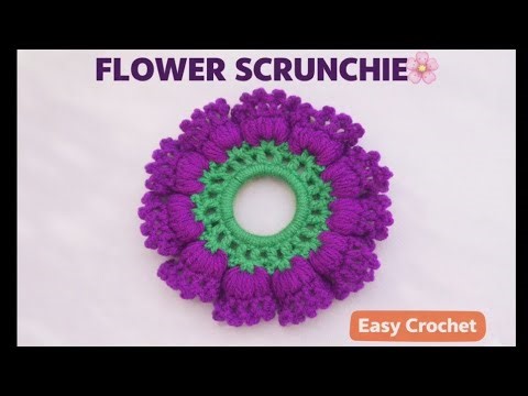 Easy Flower Crochet Scrunchie 🌸 | Step by Step