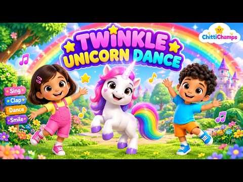 🦄✨ Twinkle Unicorn Dance | Magical Rainbow Adventure | Fun Action Song for Kids | ChittiChamps