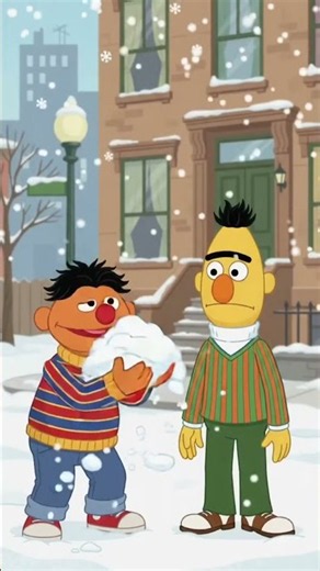 Sesame Street Kids playing in the snow