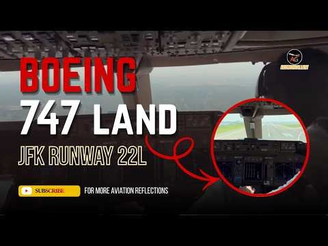 Boeing 747 Landing at JFK Runway 22L ✈️ | Cockpit View | New York JFK Airport