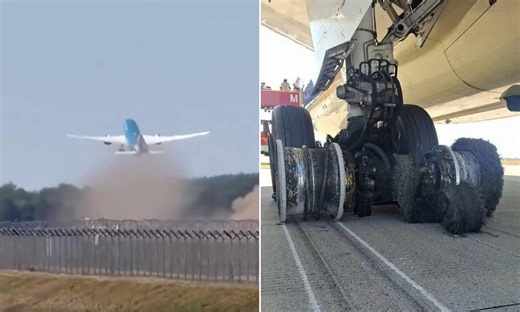 Boeing passenger jet's tail hits the ground on take-off in near disaster in Germany