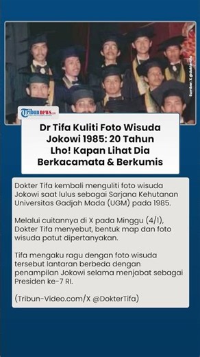 Lagi! Dr Tifa Ungkap Kejanggalan Foto Wisuda Jokowi 1985: 20 Tahun Lho, Kapan Lihat Dia Berkacamata