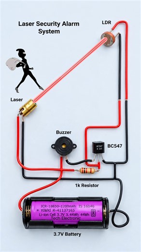 Home Laser Security System Project 🔴 | Laser Alarm Using BC547 & LDR | DIY Security Alarm #Shorts