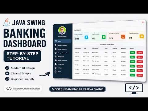 Java Swing UI Design | Modern Banking Dashboard (Step-by-Step Tutorial)
