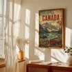 Canada Printable Wall Art, Vintage Travel Poster, Canadian Rockies Print, Digital Download, Banff Moose Art, Lake House Cabin Home Decor PDF