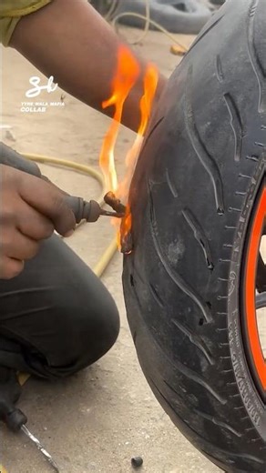 Fixing A Tire With Fire! 🔥 #fire #repairs #bikes