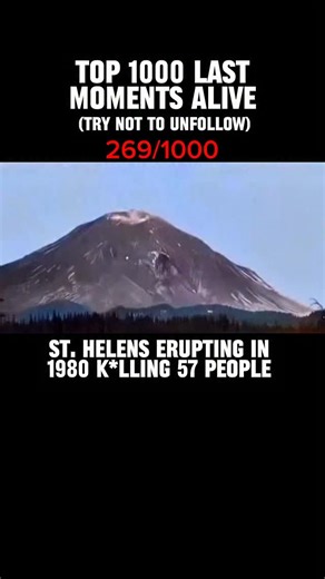 Last Moments Alive on Instagram: "On May 18, 1980, at 8:32 a.m., Mount St. Helens in Washington state erupted after 123 years of dormancy. A magnitude 5.1 earthquake triggered the collapse of the volcano’s north flank, unleashing the largest landslide ever recorded. The eruption produced an extremely powerful lateral blast that tore off the summit, removing a dome nearly 400 meters high. A superheated cloud of gas, ash, and rock—exceeding 700°C—raced outward at speeds close to 1,100 km/h, oblite