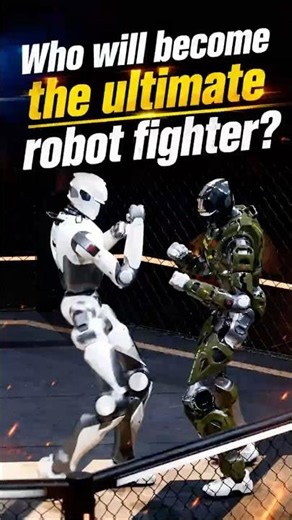 Humanoid robots locked in fierce combat