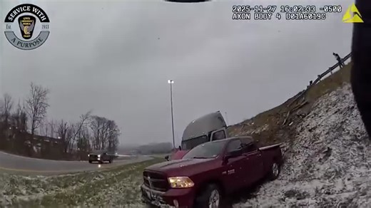 The Ohio State Highway Patrol is reminding all drivers about the dangers of bridges and overpasses in cold, slick weather after two trucks slid off the highway and down an embankment, with the second nearly hitting an officer. | LOCAL 12, WKRC-TV