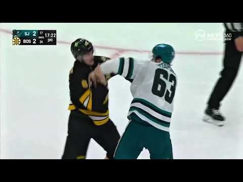 NHL Hockey Fight San Jose Sharks Boston Bruins Brawl Kesselring Kastelic Ostapchuk Jeannot #nhl