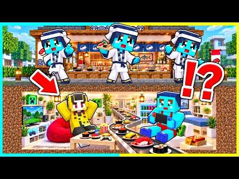 回転寿司の下に秘密部屋を作ってアルバイトをサボりまくる！！【まいくら / マインクラフト】