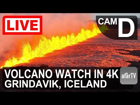 🔴 Live Now: Iceland Volcano Watch in 4K Ultra HD (Cam D)