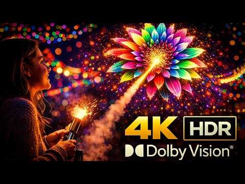 4K 100 shooter New Year Fireworks Display Filmed - celebration, relaxation