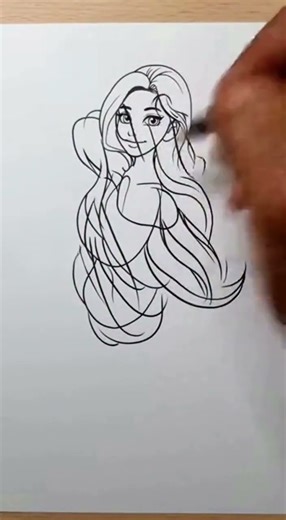 disney girl abstract sketch #girldrawing #sketch #drawing #วาดรูป