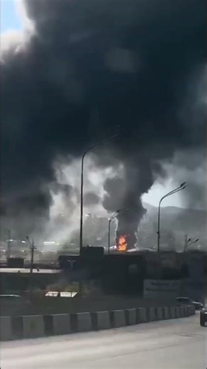 Fire and smoke in Russia's Tuapse after drone attack
